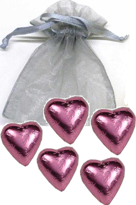 5-pc Heart Organza Bag - Click Image to Close